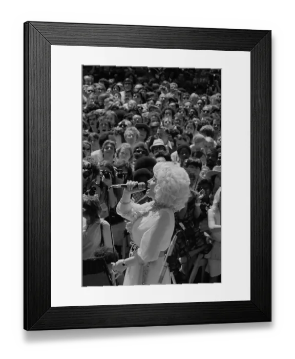 Framed Print : Dolly Parton Singing in Front of Crowd
