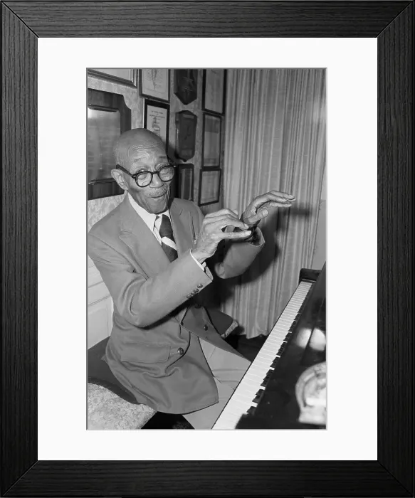 Framed Print : Composer Eubie Blake Playing Piano at Home Framed Print : Composer Eubie Blake Playing Piano at Home