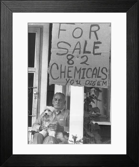 Framed Print : Sign on Love Canal Resident's Porch Framed Print : Sign on Love Canal Resident's Porch