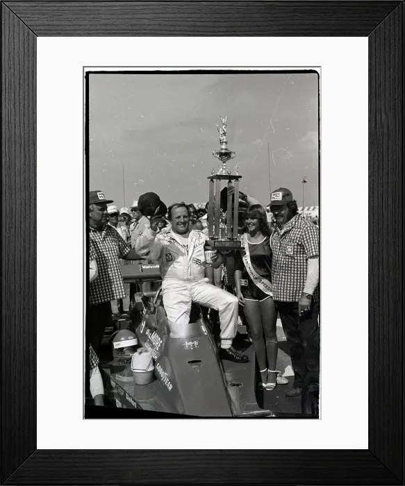 Framed Print : A.J. Foyt With Trophy, Tipping Hat Framed Print : A.J. Foyt With Trophy, Tipping Hat