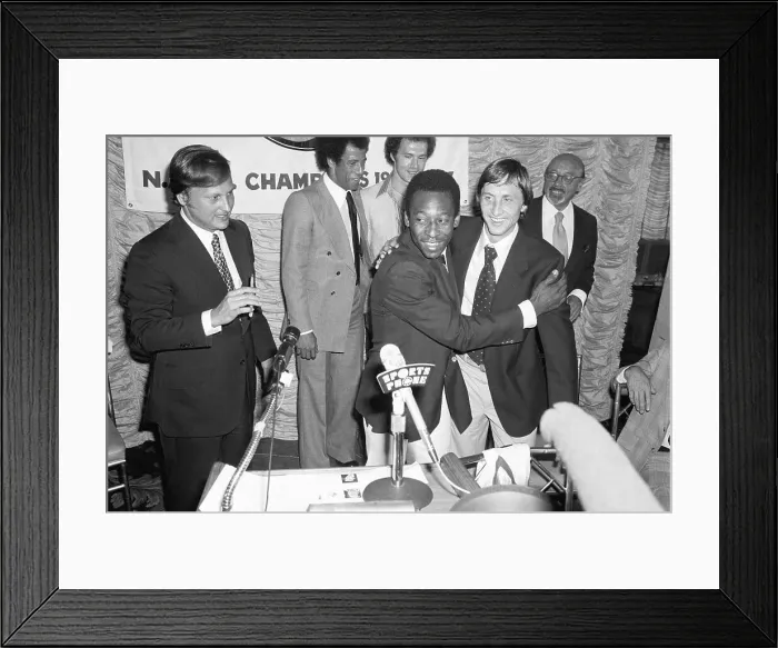 Framed Print : Pele And World Cup Team Captain Hug Framed Print : Pele And World Cup Team Captain Hug