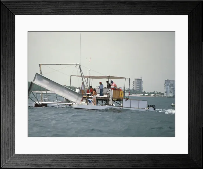 Framed Print : Diana Nyad Aboard Catamaran Framed Print : Diana Nyad Aboard Catamaran