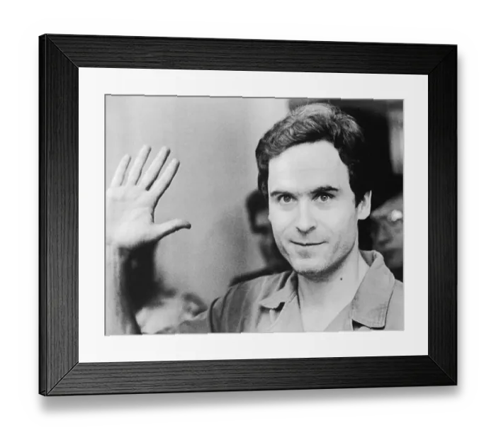 Framed Print : Close Up Portrait of Ted Bundy Waving Framed Print : Close Up Portrait of Ted Bundy Waving