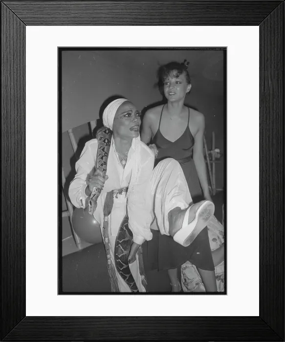 Framed Print : Eartha Kitt Holding a Snake