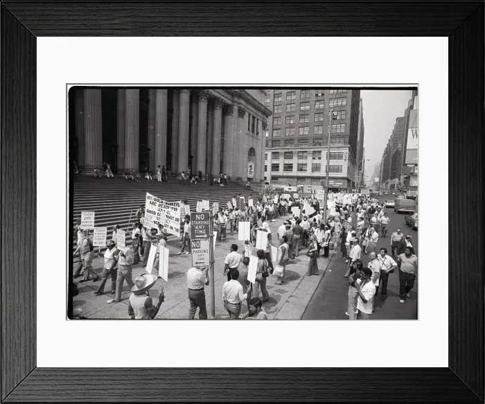 Framed Print : Postal Workers March by Post Office Framed Print : Postal Workers March by Post Office