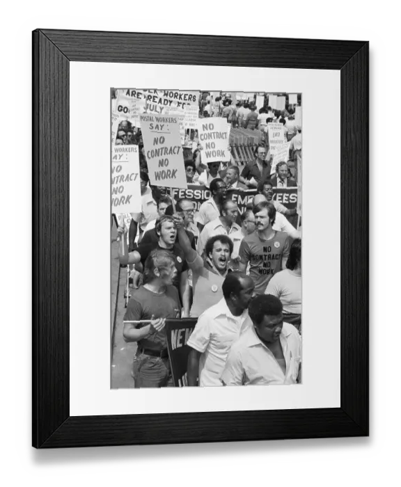 Framed Print : Postal Workers Marching with Signs Framed Print : Postal Workers Marching with Signs
