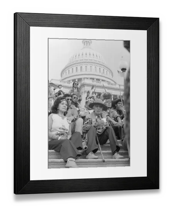 Framed Print : Native Americans Sitting on Capitol Steps Framed Print : Native Americans Sitting on Capitol Steps