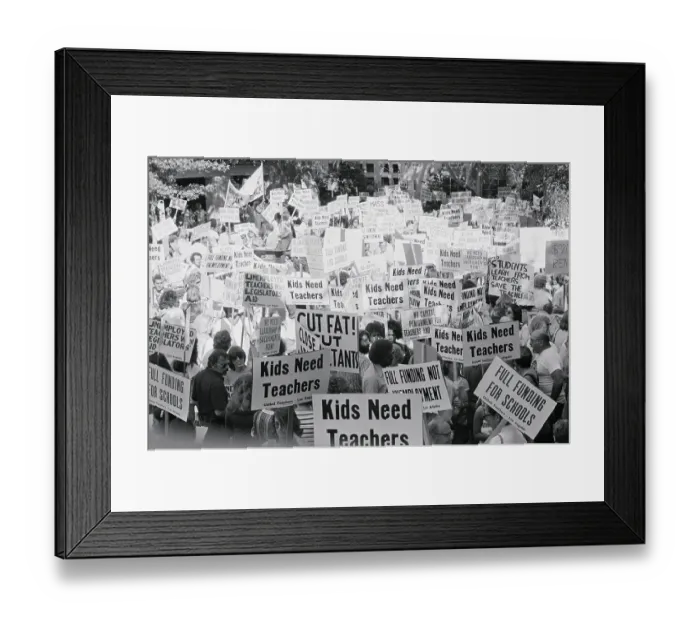 Framed Print : Teachers, Parents, Kids Protest W / Signs Framed Print : Teachers, Parents, Kids Protest W / Signs