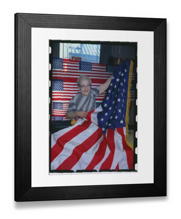 Framed Print : Mary Bart Displaying American Flag Framed Print : Mary Bart Displaying American Flag