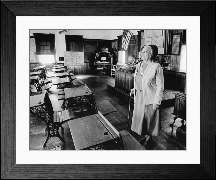 Framed Print : Elderly Shaker Woman in Classroom Framed Print : Elderly Shaker Woman in Classroom