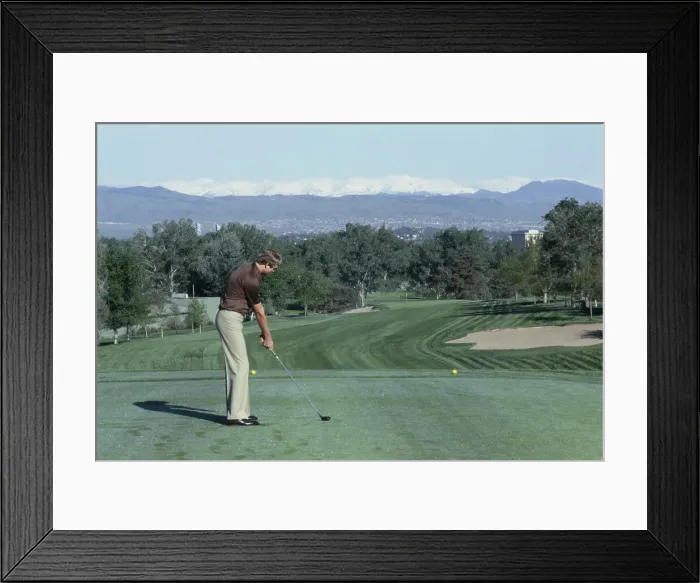 Framed Print : Golfer With Rocky Mountains Framed Print : Golfer With Rocky Mountains