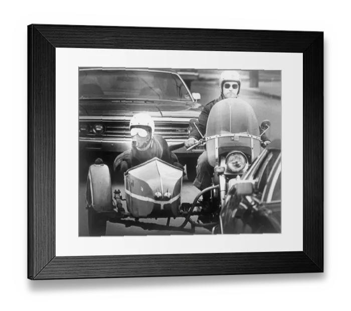 Framed Print : Motorcyclist Riding With His Helmeted Pooch Framed Print : Motorcyclist Riding With His Helmeted Pooch