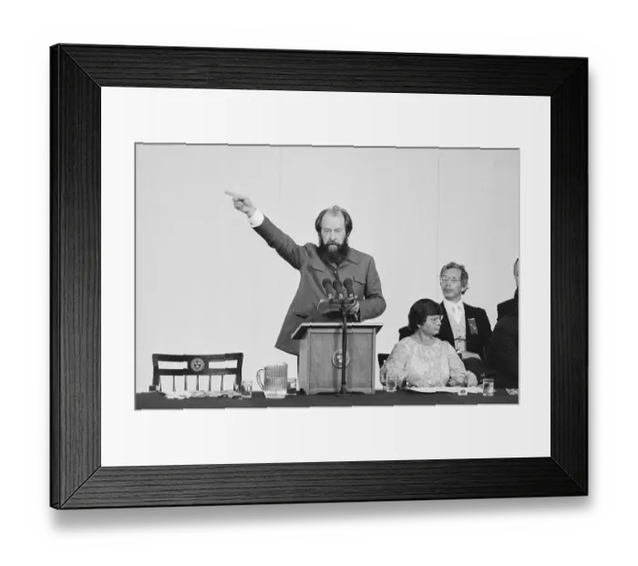 Framed Print : Author Alexander Solzhenitsyn Speaking at Podium