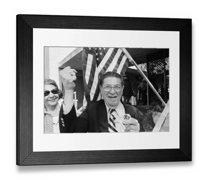 Framed Print : Enthusiastic Voter with Election Button Framed Print : Enthusiastic Voter with Election Button