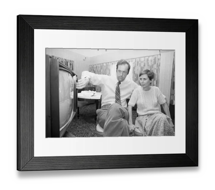 Framed Print : Bill and Ernestine Bradley Watching Television Framed Print : Bill and Ernestine Bradley Watching Television