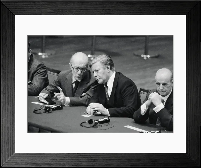 Framed Print : Helmut Schmidt and Louis De Guiringaud at Conference Framed Print : Helmut Schmidt and Louis De Guiringaud at Conference