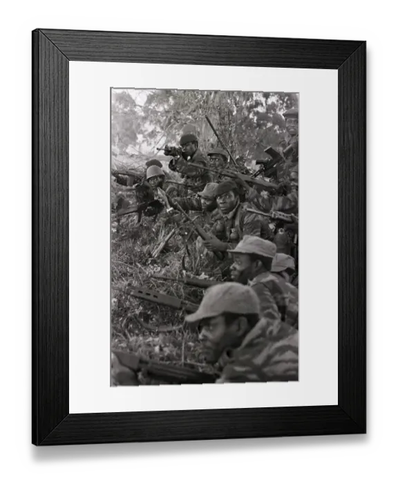Framed Print : Zairean Soldiers In Line Ready To Fire Framed Print : Zairean Soldiers In Line Ready To Fire