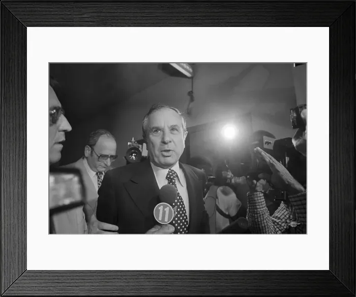 Framed Print : Newsmen Surrounding David Begelman in Court House Framed Print : Newsmen Surrounding David Begelman in Court House