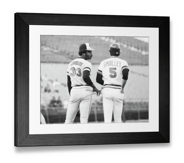 Framed Print : Eddie Murray Holding on to Roy Smalley's Pocket Framed Print : Eddie Murray Holding on to Roy Smalley's Pocket