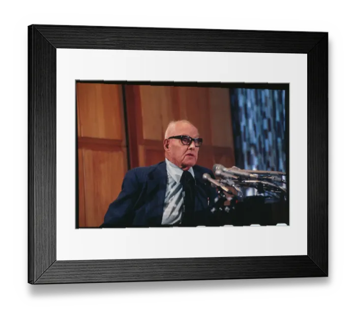 Framed Print : George Meany at Microphones Framed Print : George Meany at Microphones