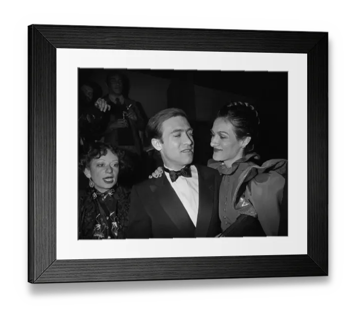 Framed Print : Paloma Picasso Smiling with Her Husband Framed Print : Paloma Picasso Smiling with Her Husband