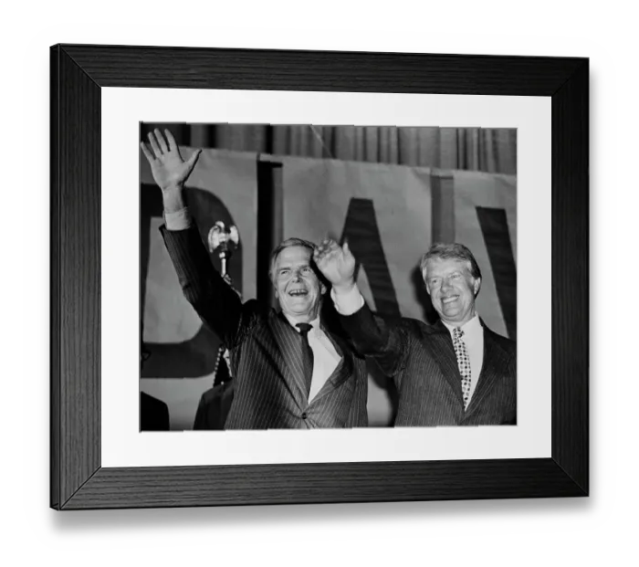 Framed Print : Senator Haskell And US President Carter Waving Framed Print : Senator Haskell And US President Carter Waving