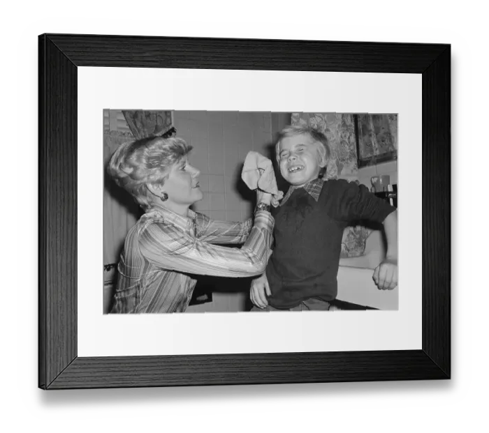 Framed Print : Ricky Shroeder Having His Face Washed by His Mother Framed Print : Ricky Shroeder Having His Face Washed by His Mother
