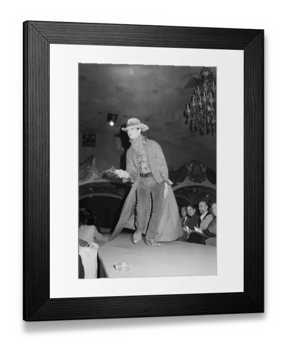 Framed Print : Woman Modeling Cowboy-Style Fashion at show Framed Print : Woman Modeling Cowboy-Style Fashion at show