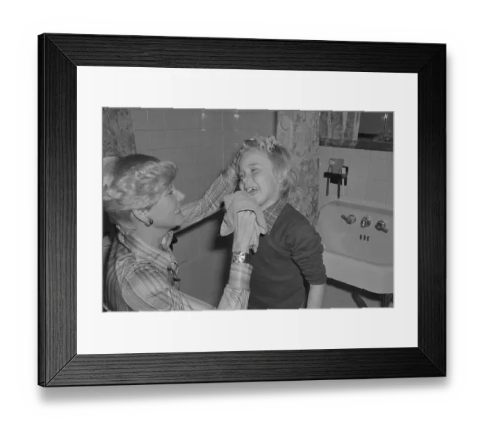 Framed Print : Ricky Shroeder Having His Face Washed by His Mother Framed Print : Ricky Shroeder Having His Face Washed by His Mother
