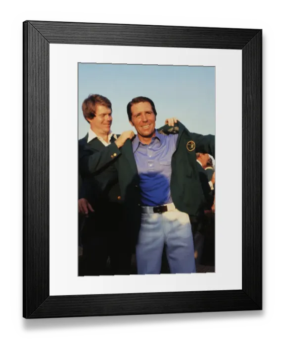 Framed Print : Gary Player Trying on the Winning Jacket Framed Print : Gary Player Trying on the Winning Jacket
