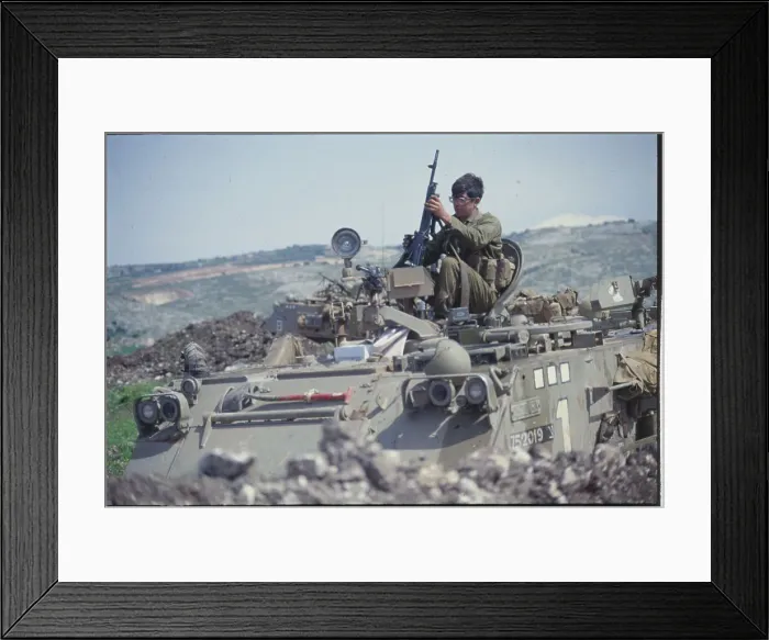 Framed Print : Israeli Soldier with Weapon on Tank Framed Print : Israeli Soldier with Weapon on Tank