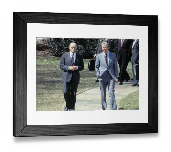 Framed Print : Jimmy Carter and Menachem Begin Strolling Outdoors Framed Print : Jimmy Carter and Menachem Begin Strolling Outdoors