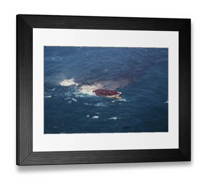 Framed Print : The Sinking Amoco Cadiz Framed Print : The Sinking Amoco Cadiz