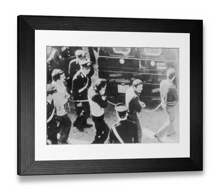 Framed Print : Chained Red Brigades Leaving Courtroom Framed Print : Chained Red Brigades Leaving Courtroom
