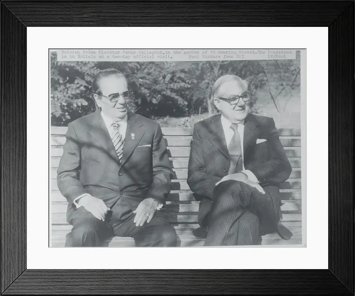 Framed Print : Josip Broz Tito and James Callaghan on Park Bench Framed Print : Josip Broz Tito and James Callaghan on Park Bench