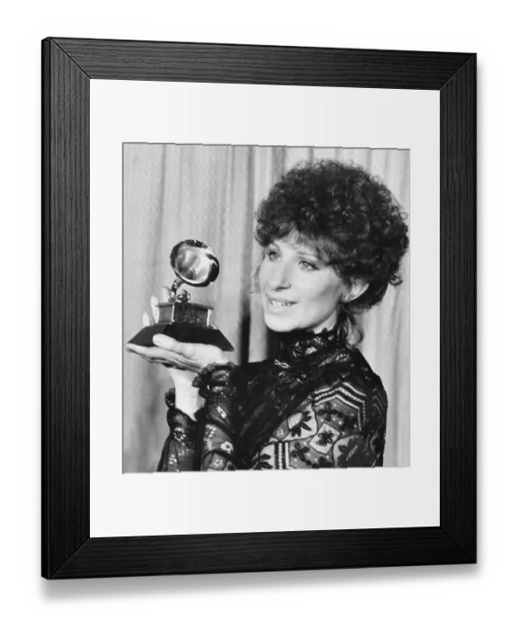 Framed Print : Barbra Streisand with Grammy