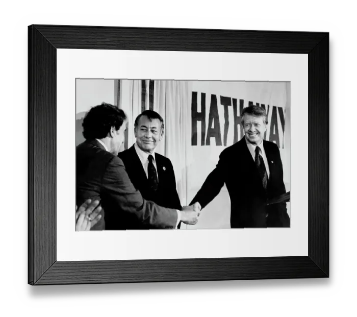 Framed Print : US President Carter, Senator Hathaway and Senator Muskie