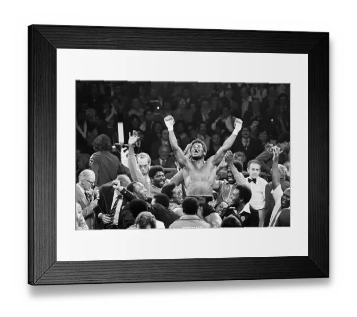 Framed Print : Handlers Raising Leon Spinks On Shoulders Framed Print : Handlers Raising Leon Spinks On Shoulders