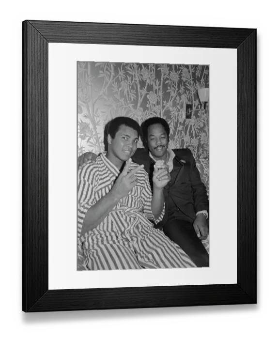 Framed Print : Muhammad Ali in Robe and Sitting With Friend Framed Print : Muhammad Ali in Robe and Sitting With Friend