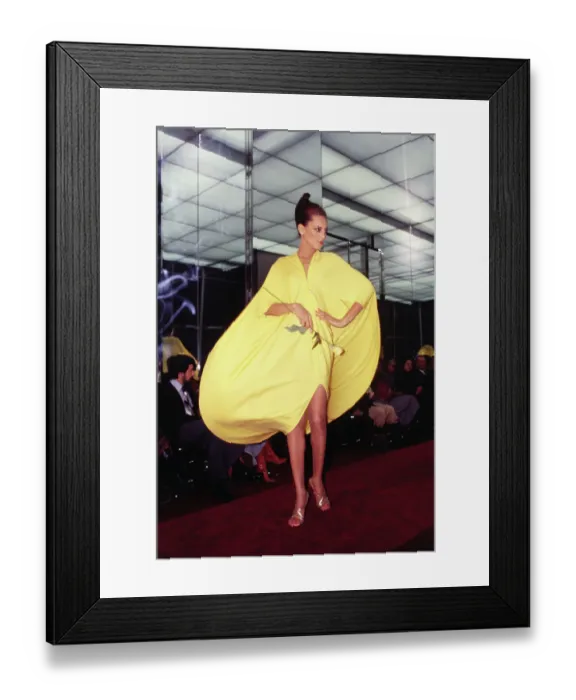 Framed Print : Model Wearing Yellow Puffed Dress Framed Print : Model Wearing Yellow Puffed Dress