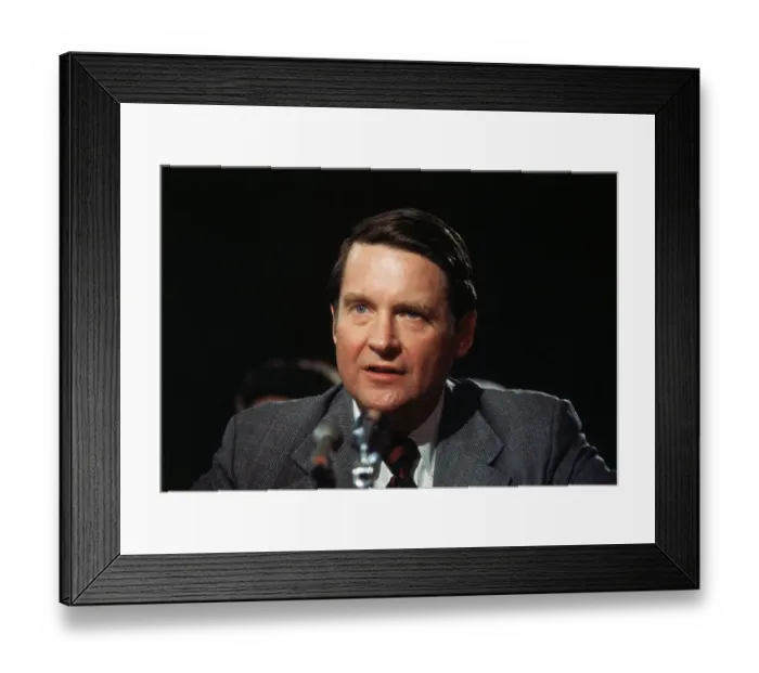 Framed Print : Federal Judge William H. Webster at Microphone Framed Print : Federal Judge William H. Webster at Microphone