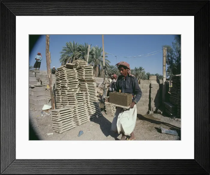 Framed Print : Concrete Block Manufacture, Riyadh