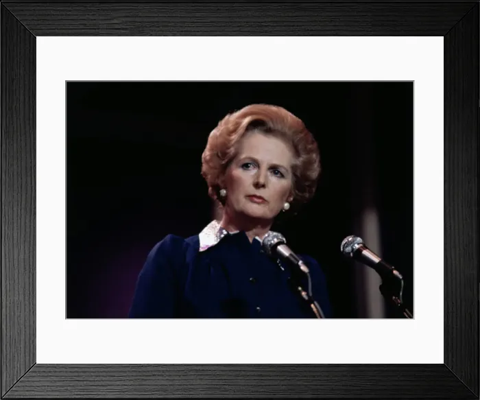 Framed Print : Margaret Thatcher at Microphones