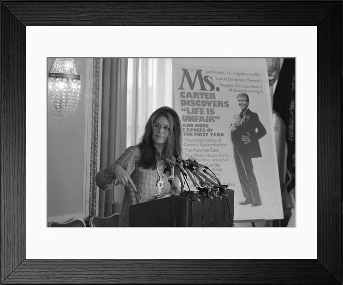 Framed Print : Gloria Steinem Speaking at Podium Framed Print : Gloria Steinem Speaking at Podium