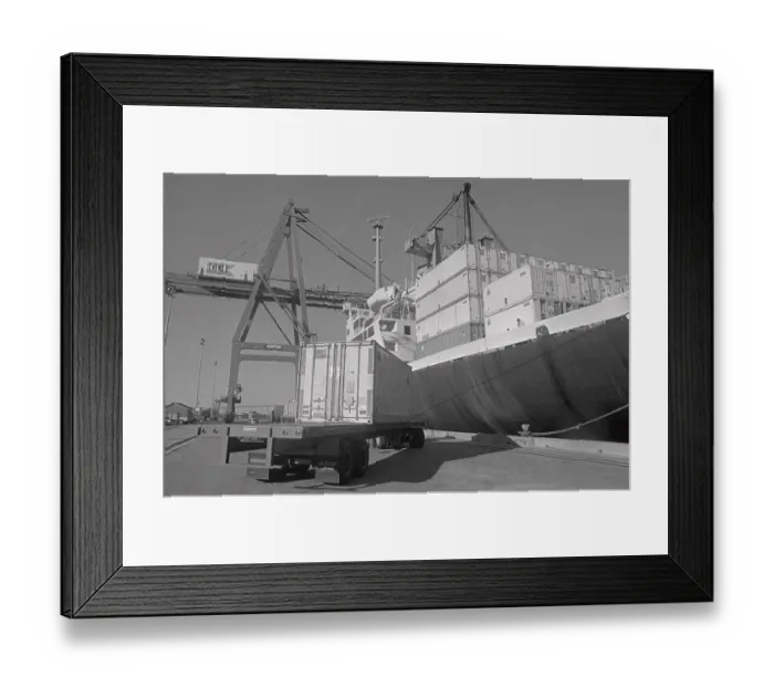 Framed Print : Dock Scene with Crane Lifts Framed Print : Dock Scene with Crane Lifts