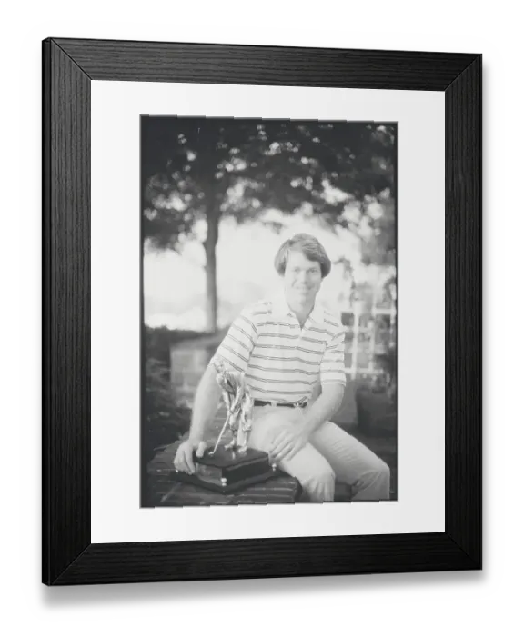 Framed Print : Tom Watson Posing with Trophy Framed Print : Tom Watson Posing with Trophy