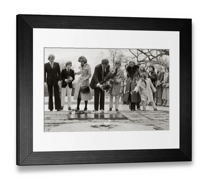 Framed Print : Kennedy Family Members Standing at john F. Kennedy Gravesite Framed Print : Kennedy Family Members Standing at john F. Kennedy Gravesite