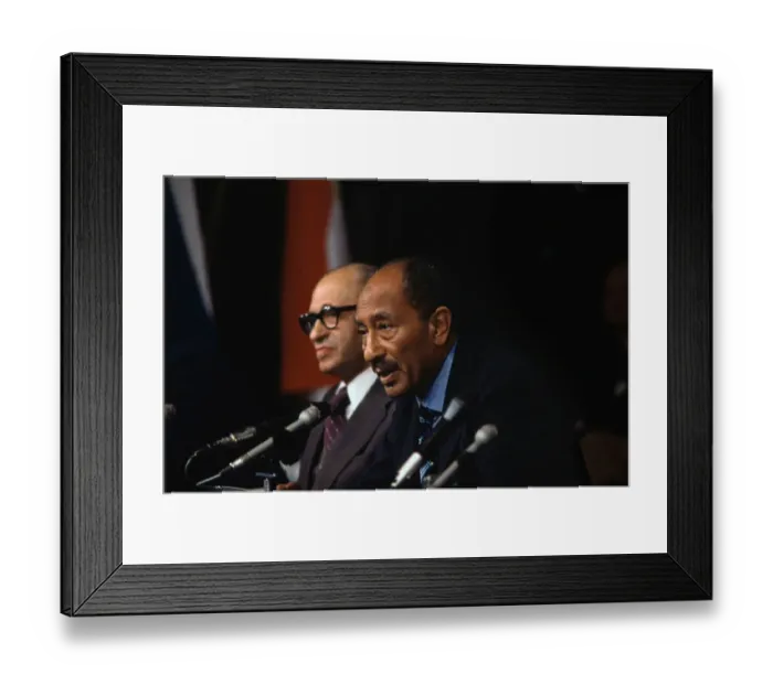 Framed Print : Anwar Sadat at News Conference Framed Print : Anwar Sadat at News Conference