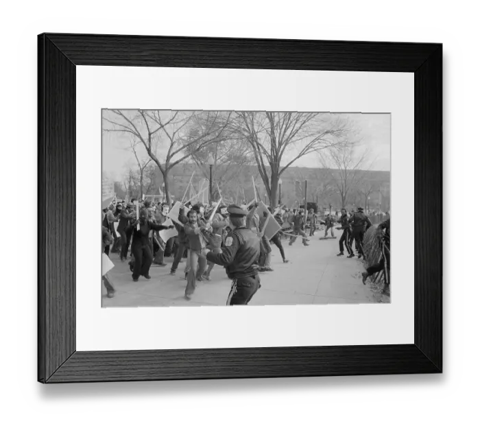 Framed Print : Protesters Charging police lines Framed Print : Protesters Charging police lines
