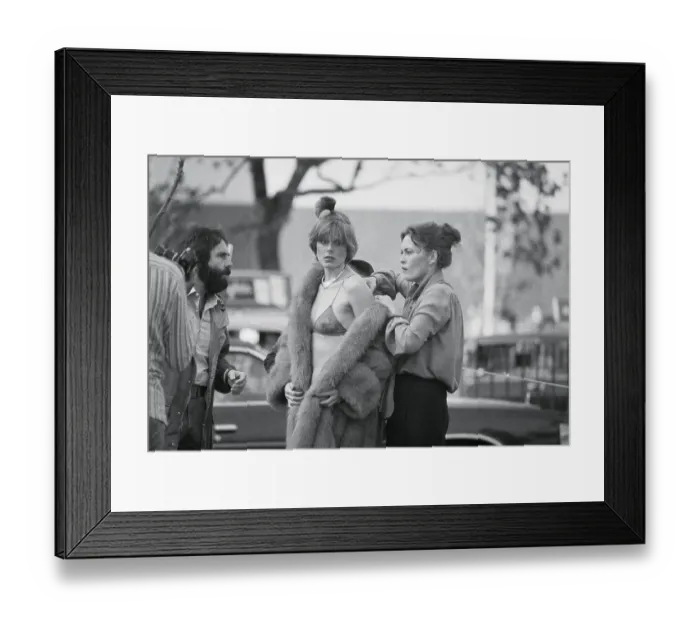 Framed Print : Faye Dunaway Assisting Model with Fur Coat Framed Print : Faye Dunaway Assisting Model with Fur Coat